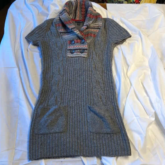Gray cable-knit tunic fair isle pockets tunic - Picture 2 of 6